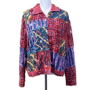 Minnie's Closet chenille Jacket, textured, art to wear, statement, eclectic